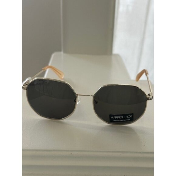HARPER + ROE Rx’able Sunglasses Shiny Light Gold HR3003 56-18-139 Wire Geometric - Picture 10 of 11